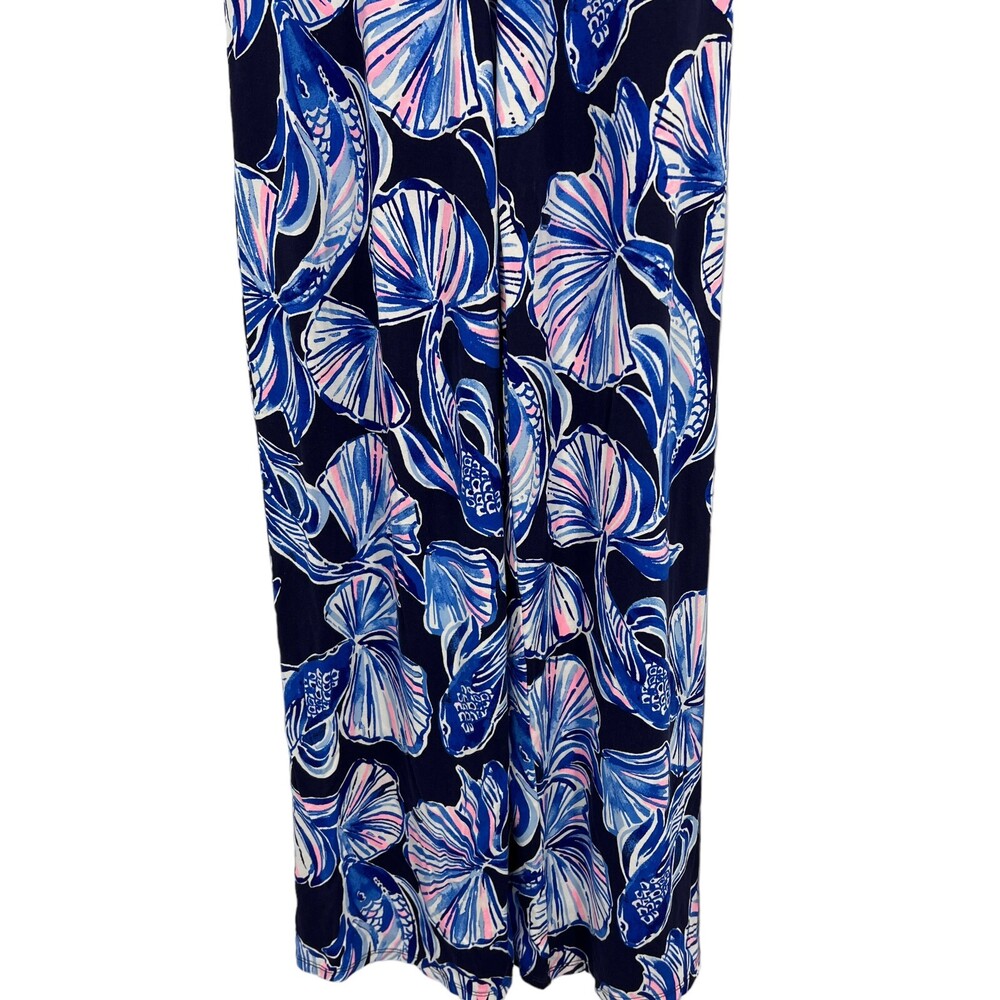 Lilly Pulitzer Alathea Jumpsuit Bright Navy in Reel Life Off Shoulder Size XS - Picture 9 of 13